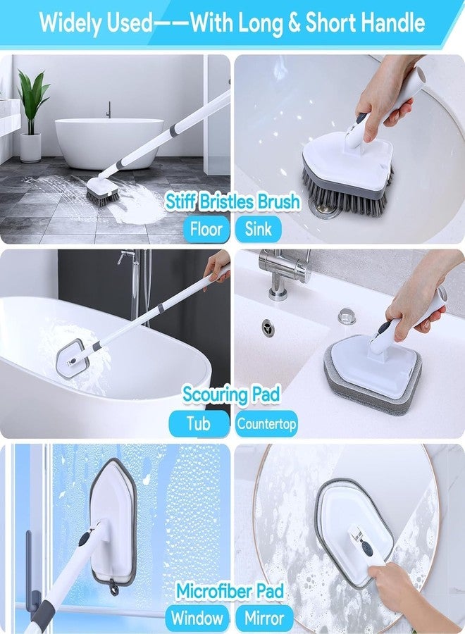 Hexwell فرشاة تنظيف الحمامات من هيكسويل بمقبض طوله 92 سم، فرشاة تنظيف 3 في 1 بمقبض، وسادة تنظيف قابلة للتمديد لتنظيف الحمام، المرحاض، الأرضيات، حوض الاستحمام، البلاط، المغسلة - Image 2